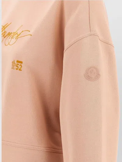 Moncler Crew Neck Embroidered Sweatshirt In Neutral