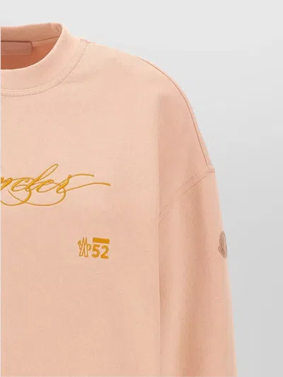 Moncler Crew Neck Embroidered Sweatshirt In Neutral