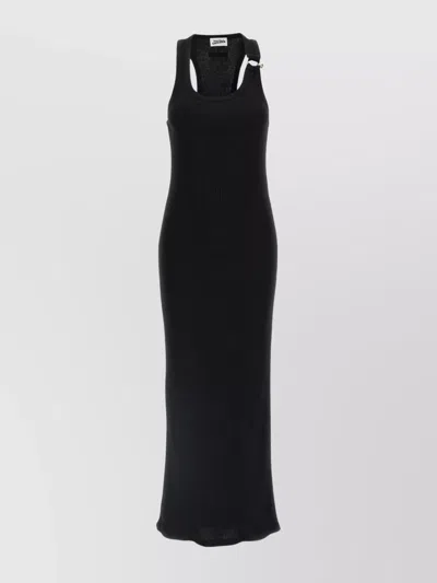 Jean Paul Gaultier Womens Black Ribbed Scoop-neck Cotton-jersey Midi Dress In Black
