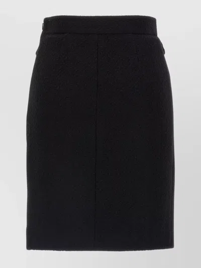Chloé Textured Wool Skirt With Gold Buttons In Black