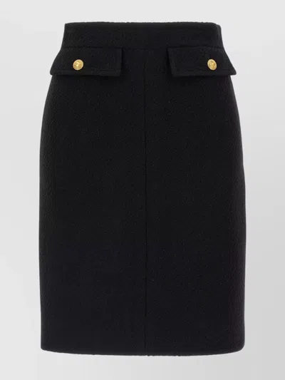 Chloé Textured Wool Skirt With Gold Buttons In Black