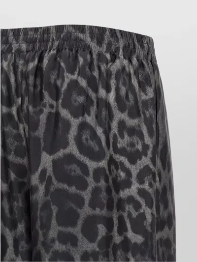 Stella Mccartney Wide Leg Animal Print Trousers With Elastic Waistband In Black