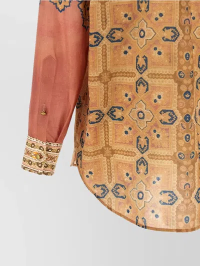 Valentino 'imaginary Journey' Patterned Shirt With Bow Tie In Multi