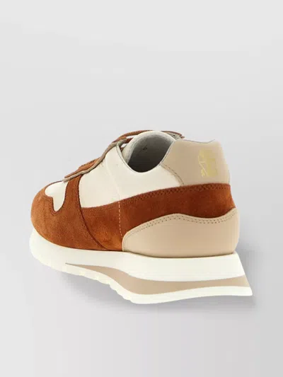 Brunello Cucinelli Suede Rubber Sole Leather Sneakers In Brown