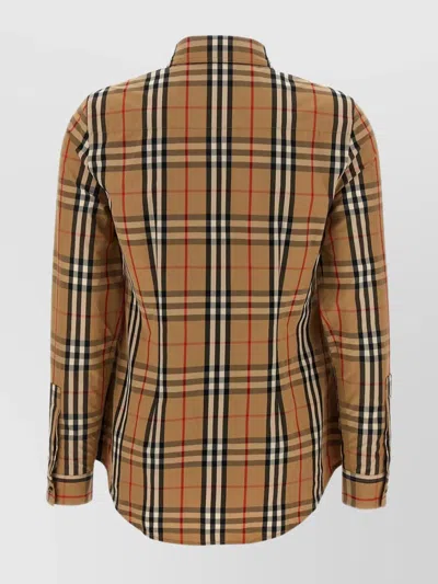 Burberry 'curved Hem Buttoned Cuffs Long Sleeves Shirt' In Brown