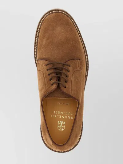 Brunello Cucinelli Suede Derby Shoes With Lace Closure
