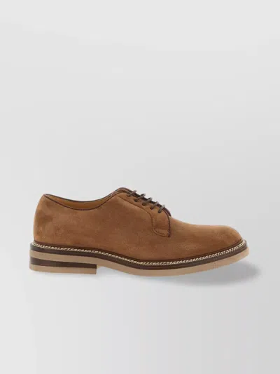 Brunello Cucinelli Suede Derby Shoes With Lace Closure
