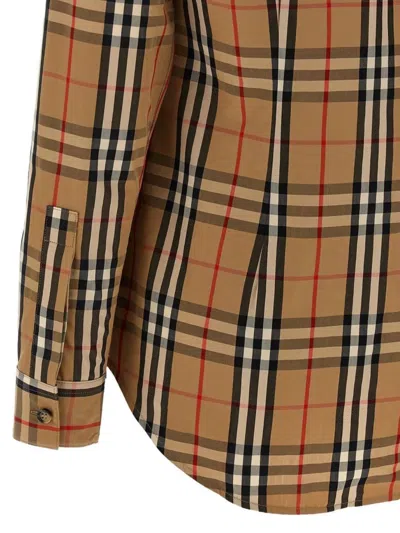 Burberry 'curved Hem Buttoned Cuffs Long Sleeves Shirt' In Brown