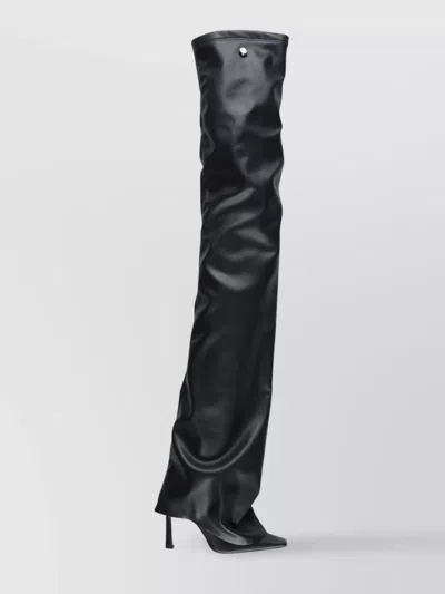 Attico Black "robin Otk" Thigh-high Boots In Black
