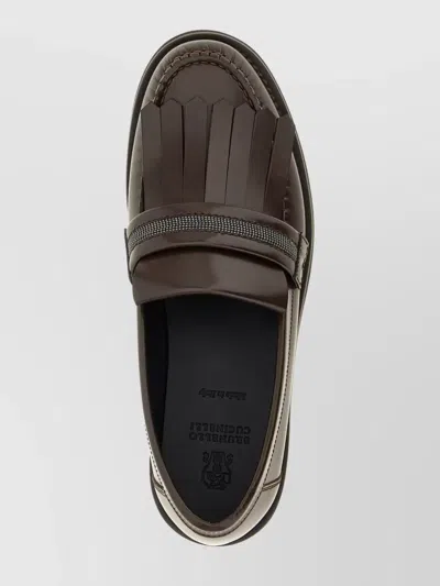 Brunello Cucinelli Leather Loafers Featuring Fringe Detail