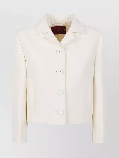 Gucci Wool And Silk Crepe Blazer With Notched Collar