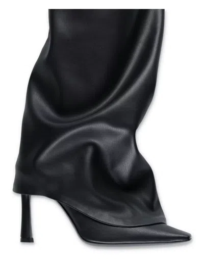 Attico Black "robin Otk" Thigh-high Boots In Black