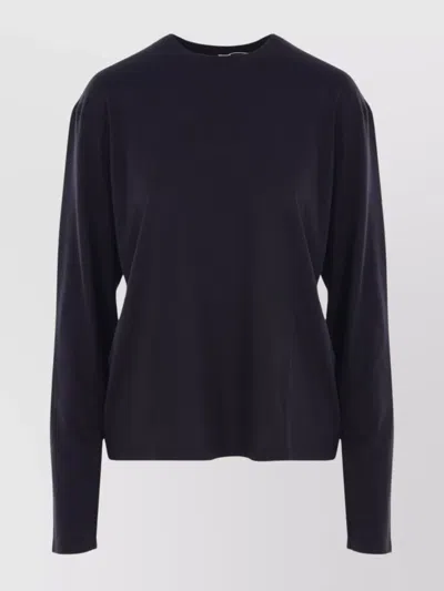 Totême Crew Neck Long Sleeves Plain T-shirt In Black