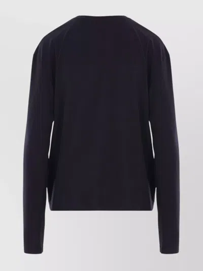 Totême Crew Neck Long Sleeves Plain T-shirt In Black