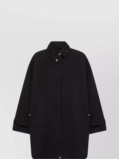 Totême Toteme Women Black Organic Cotton Oversized Trench Jacket