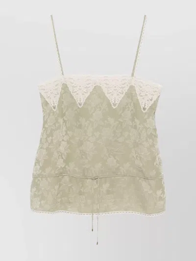 Chloé Silk Top With Drawstring Waist And Floral Pattern