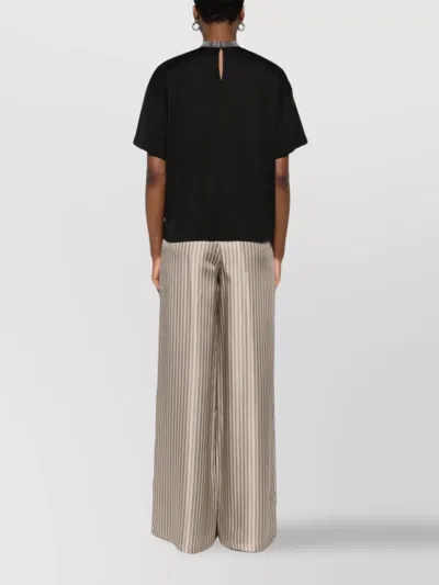 Fabiana Filippi Cotton High-neck Top Metallic Collar Detail In Black