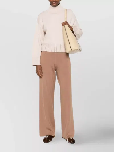 Fabiana Filippi Wool Turtleneck Sweater With Dropped Shoulders In Neutral