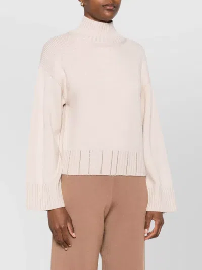 Fabiana Filippi Wool Turtleneck Sweater With Dropped Shoulders In Neutral
