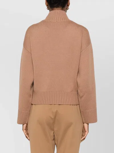 Fabiana Filippi Wool Turtleneck Sweater With Dropped Shoulders In Brown