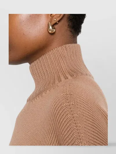 Fabiana Filippi Wool Turtleneck Sweater With Dropped Shoulders In Brown