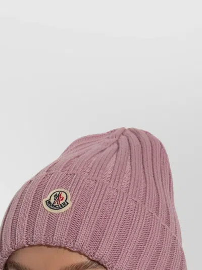 Moncler Pink Logo Beanie Hat