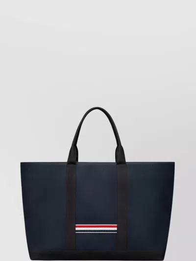 Thom Browne Structured Medium Tool Tote With Drawstring Closure In Blue