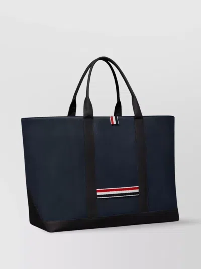 Thom Browne Structured Medium Tool Tote With Drawstring Closure In Blue