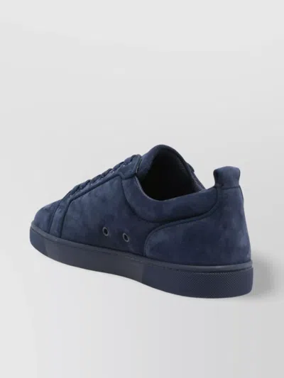 Christian Louboutin Velvet Sneakers Lace-up Eyelet Detailing In Blue