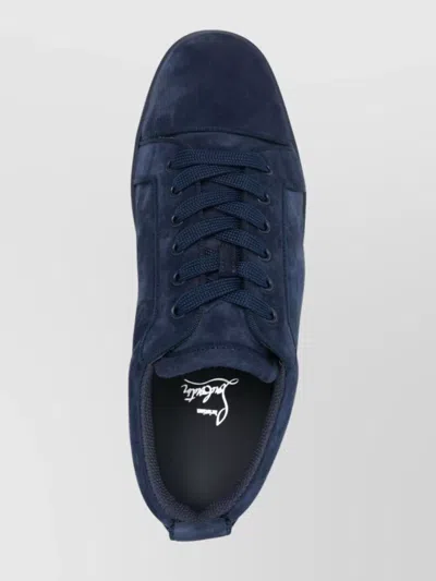 Christian Louboutin Velvet Sneakers Lace-up Eyelet Detailing In Blue