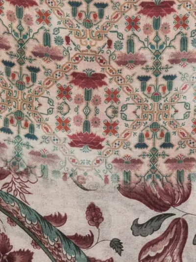 Pierre Louise Mascia Cashmere Scarf With Floral Pattern And Fringed Edges