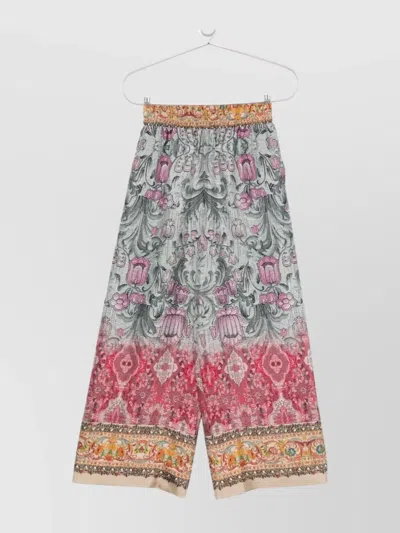 Pierre Louise Mascia Silk Trousers With Floral Pattern And Wide-leg