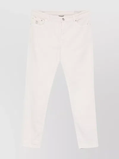 Brunello Cucinelli Cotton Trousers With Belt Loops And Five-pocket Styling In White