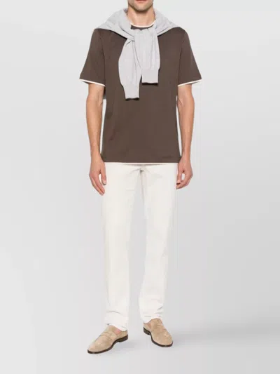 Brunello Cucinelli Cotton Trousers With Belt Loops And Five-pocket Styling In White