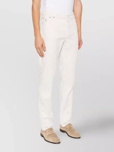 Brunello Cucinelli Cotton Trousers With Belt Loops And Five-pocket Styling In White
