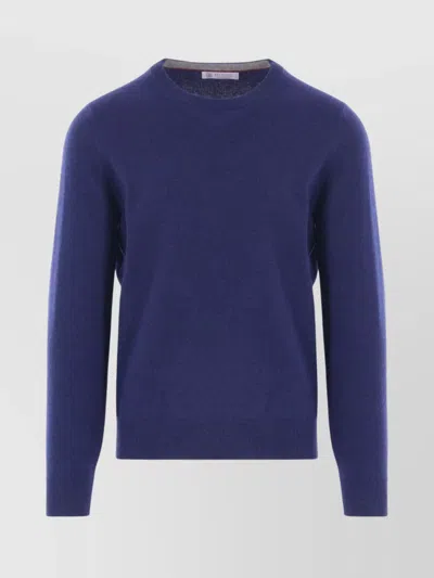 Brunello Cucinelli Relaxed Fit Blue Cashmere Sweater In Blue