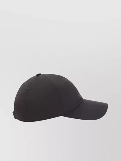 Brioni Coffee Polyester Baseball Cap With Tonal Visor In Black