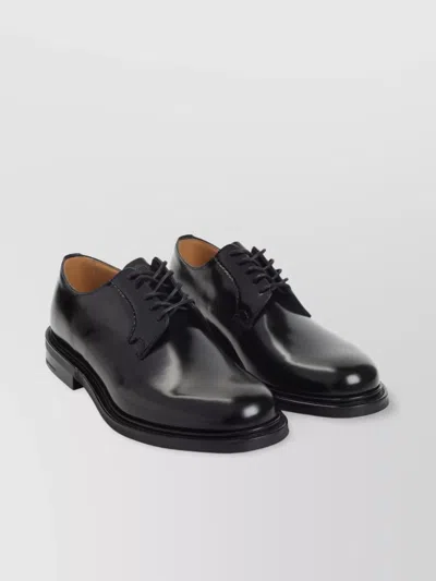 Church's Polished Black Leather Derby Shoes With Rounded Toe