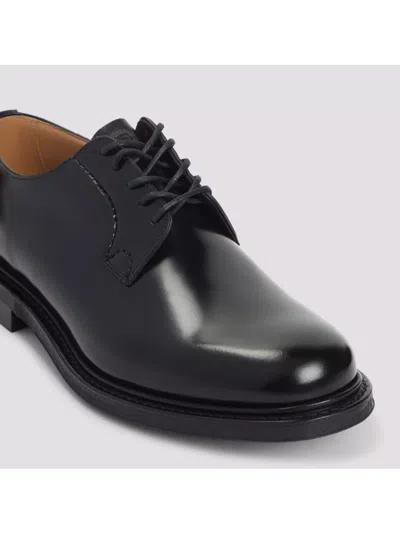 Church's Polished Black Leather Derby Shoes With Rounded Toe