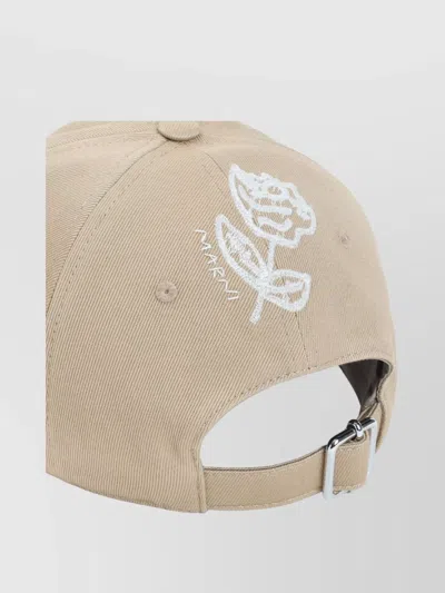 Marni Graphic Embroidered Cotton Canvas Hat