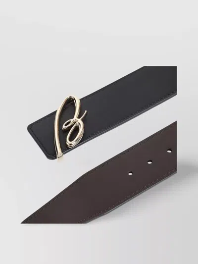Brioni Adjustable Leather Reversible Belt In Black