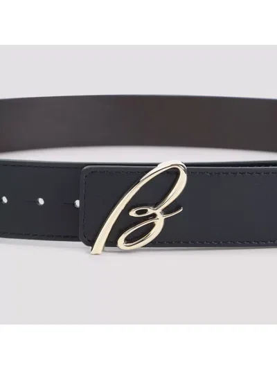 Brioni Adjustable Leather Reversible Belt In Black