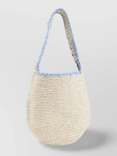 Marni Rounded Woven Shoulder Bag With Contrasting Strap