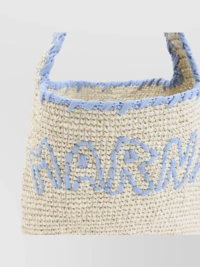 Marni Rounded Woven Shoulder Bag With Contrasting Strap