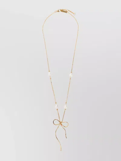 Marni Brass And Pearl Necklace In Gold