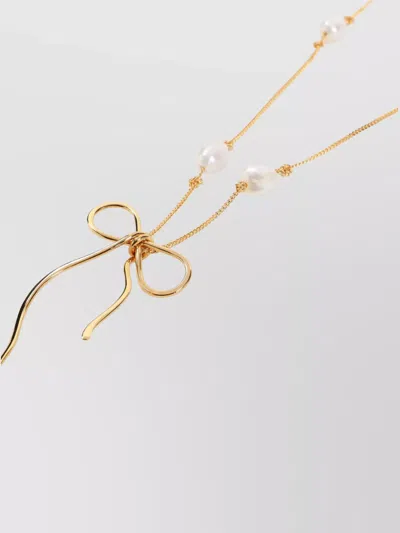 Marni Brass And Pearl Necklace In Gold