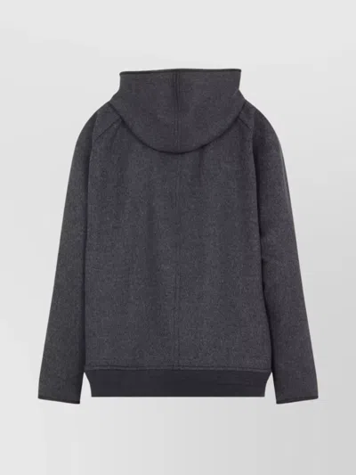 Bottega Veneta Wool Jacket With Hood And Leather Trim