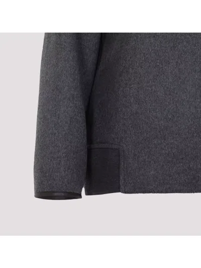 Bottega Veneta Wool Jacket With Hood And Leather Trim