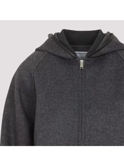 Bottega Veneta Wool Jacket With Hood And Leather Trim