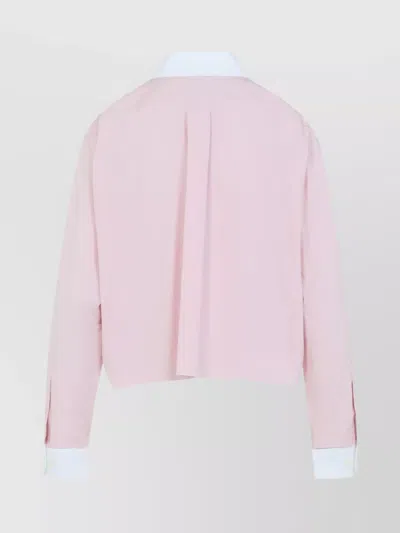 Miu Miu Cotton Shirt With White Collar And Cuffs In Pink
